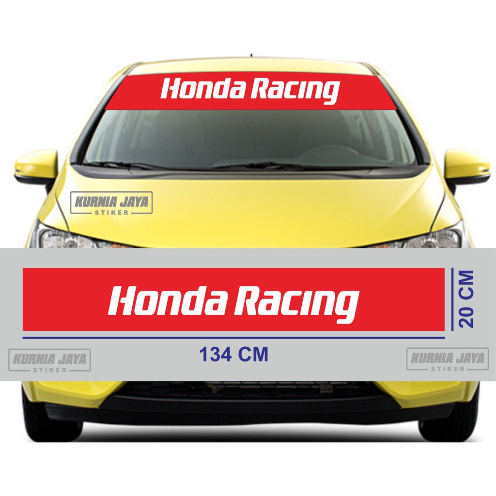 STIKER MOBIL CUTTING STIKER  KACA MOBIL DEPAN HONDA RACING PLUS DASARAN