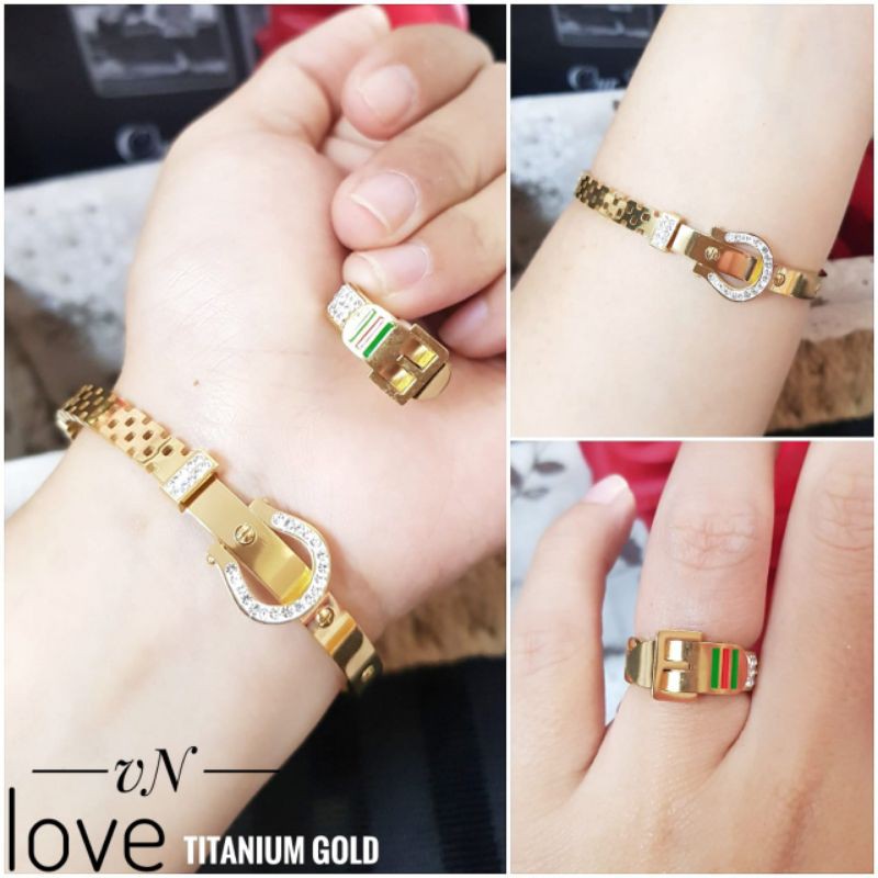 Titanium Perhiasan Gelang dan Cincin Gold g1517