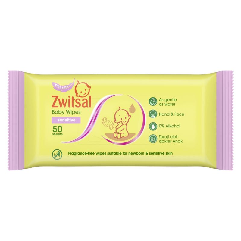 Zwitsal Baby Wipes Sensitive 50Sheets - Zwitsal Tisu Basah Bayi Sensitif - Tissue Basah Bayi