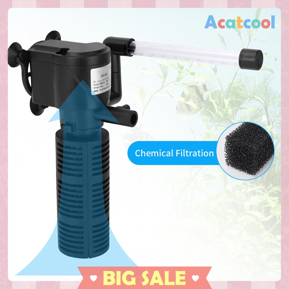 Aquarium Oxygen Filter 3 in 1 Submersible Fish Tank Silent Aeration Pump