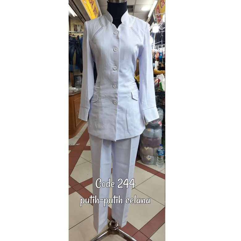 Blazer putih putih polos 244 setelan Rok Dan Celana-seragam Guru dan PNS-Pakaian Pemda terbaru-blazer terbaru-blazer rumah sakit