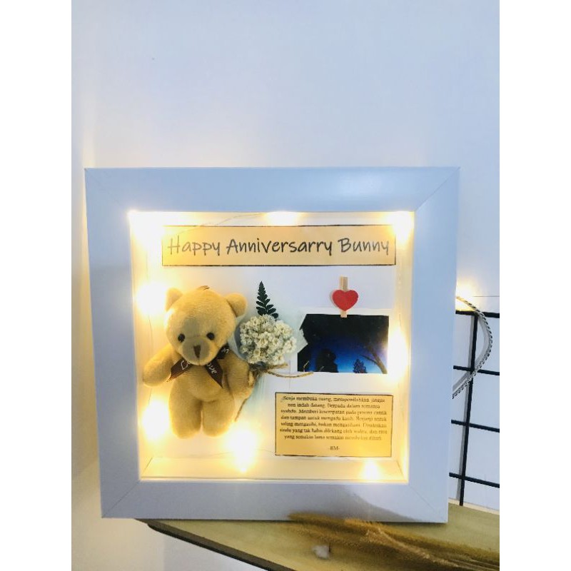 edelweis in frame pigora 3d with boneka mini foto polaroid aesthetic kado gift ulang tahun wisuda