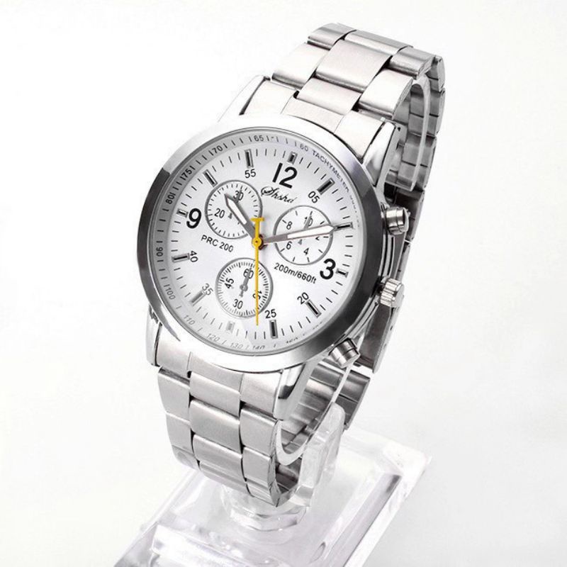 (Cod)Jam Tangan Pria Fashion Quartz Crono Variasi Strap Rantai/Stell(Dikirim Jakarta)