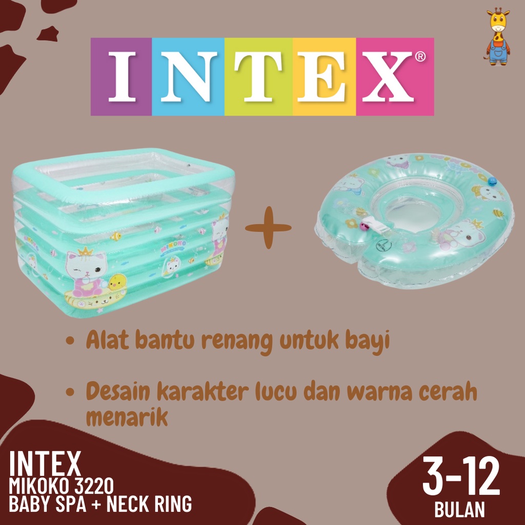 INTEX Mikoko 3220 Baby Spa Swimming Pool + Neck Ring Free Hand Pump