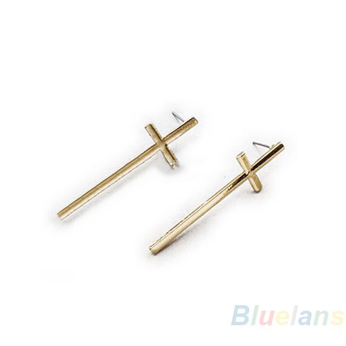 Anting Unisex Model Stud Bersilang Cocok Untuk Hadiah