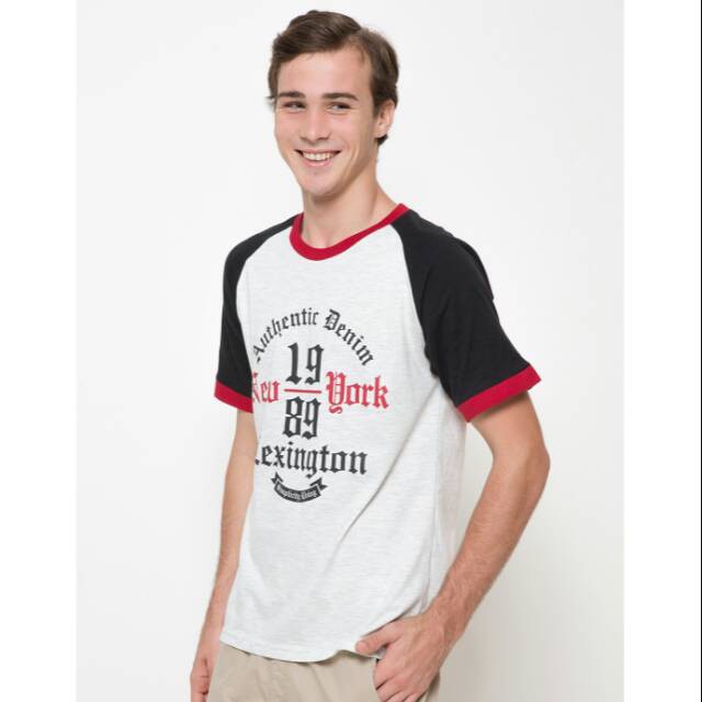 T Zone Authentic 1989 NY Raglan T-Shirt - kaos pria Putih