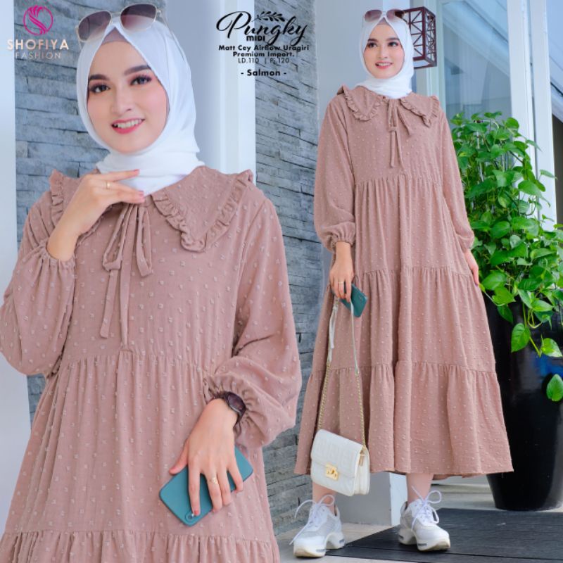 MIDI DRESS POLOS SUPER CANTIK BAHAN CEY AIRFLOW PUNGKY BY SHOFIYA