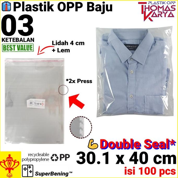 

Produk Terbaik] Plastik OPP LEM TIPIS 30.1x40 CM DOUBLE SEAL Packing Baju Kaos Garment