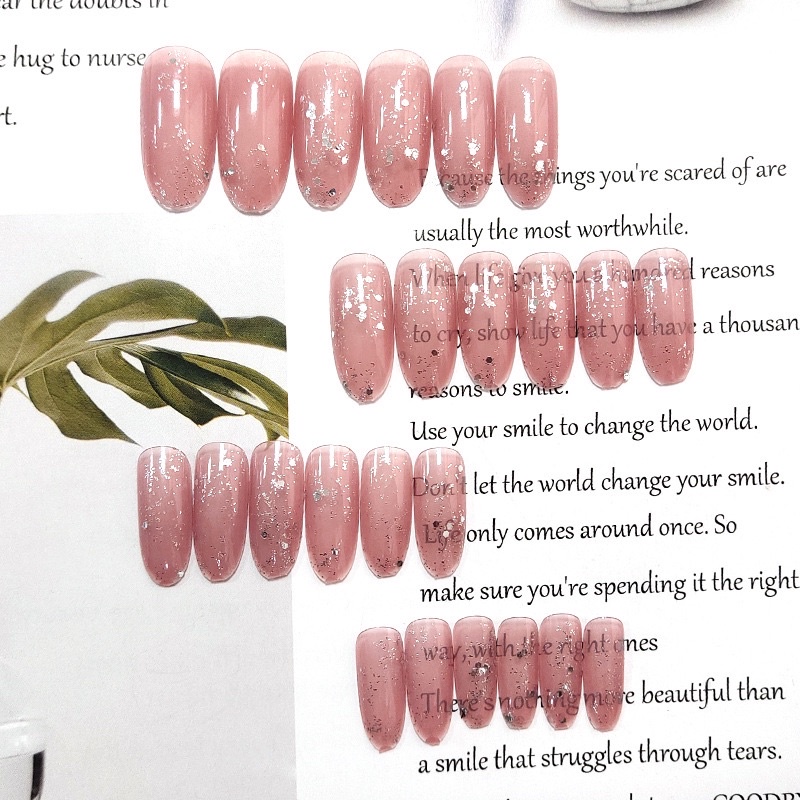 Kuku Palsu 【B7，lem cair】Nikah kuku Wedding False Nailart Pengantin Tanganwa