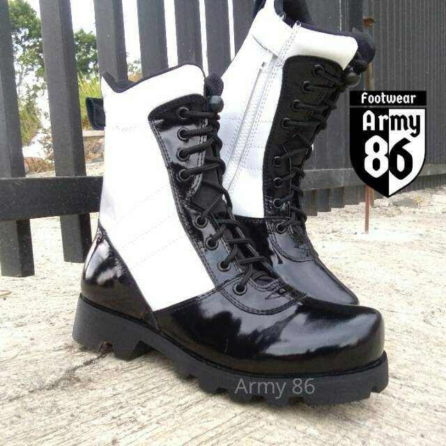 Sepatu PDL Provost TNI AD kulit kilap Asli