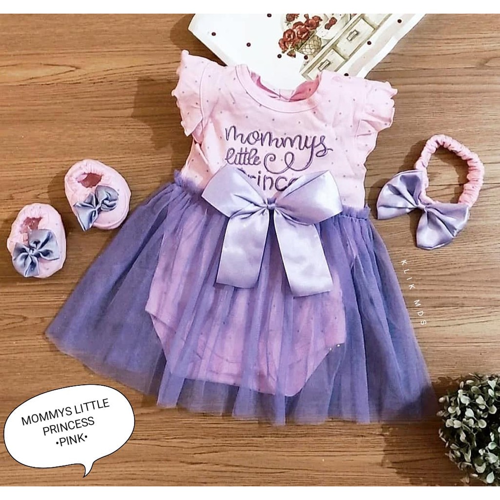 Klik Mds Jumper Bayi Perempuan Set Free Sepatu, Headband, Rok Tutu Nempel, Giftset Baby New Born