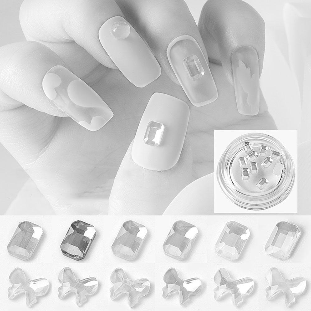 Mxbeauty 3D Nail Art Berlian Pesona Indah Persegi Datar-Bawah Berlian DIY Nail Art Dekorasi