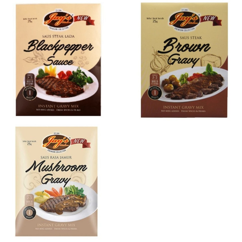 

Jay's Blackpepper / Brown Gravy / Mushroom Gravy Sauce Steak 25Gr