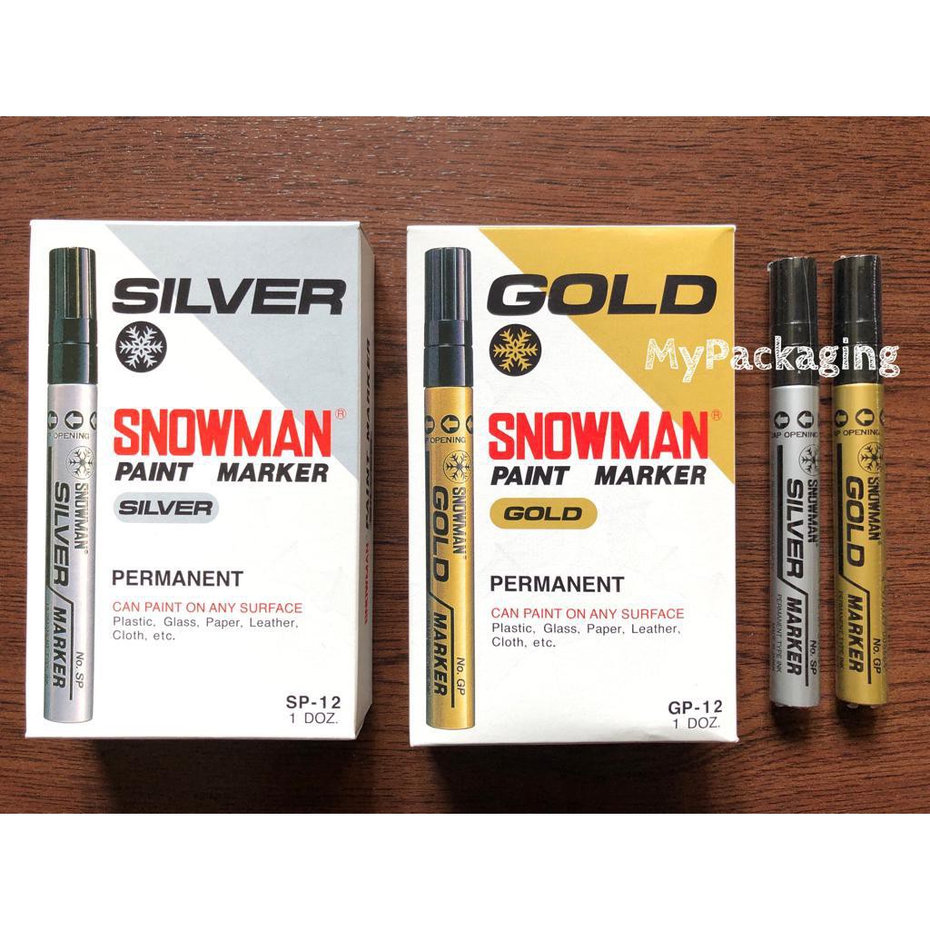 Spidol SNOWMAN Permanent SILVER / Spidol PERAK GP-12 (Besar)(Satuan)