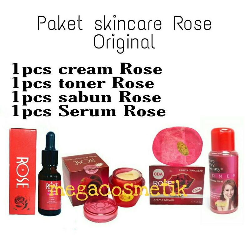 PAKET CREAM ROSE 4IN1 [ CREAM,TONER,SERUM,SABUN ]