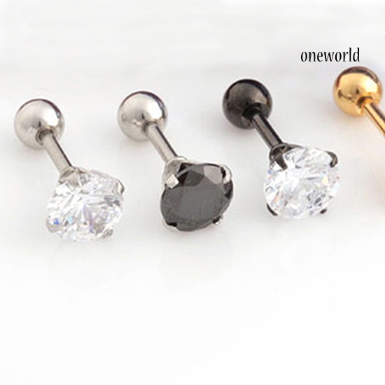 OW@ Men Women Rhinestone Cartilage Tragus Bar Helix Upper Ear Earring Stud Jewelry