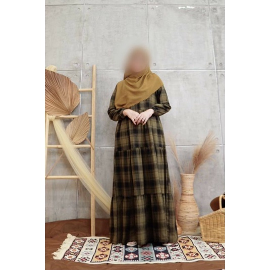 DRESS QUALITY PREMIUM GREENISM / GAMIS FLANEL SYARI / FASHION MUSLIM WANITA