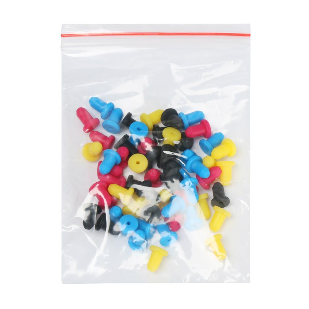 Nanas 40/60pcs/Set Seal Silikon Perlindungan Lingkungan Mengisi Bagian Warna Acak Sistem Pasokan Tinta 4mm Colokan Padat