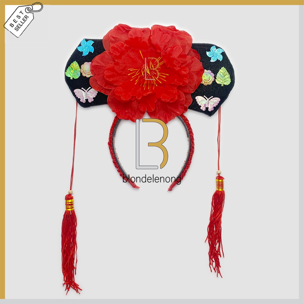 Bando Bandana Headband Cheongsam Congsam Kain Putri Huan Zhu Huanzhu Huanzu Pita Aksesoris Asesoris Fashion Rambut Model Imlek Cny Sincia Tahun Baru Cina China Korea Jepang Shio Kelinci 2023 Ukuran Size Anak Dewasa Bolak Balik 2 Dua Sisi Murah Kecil Besar