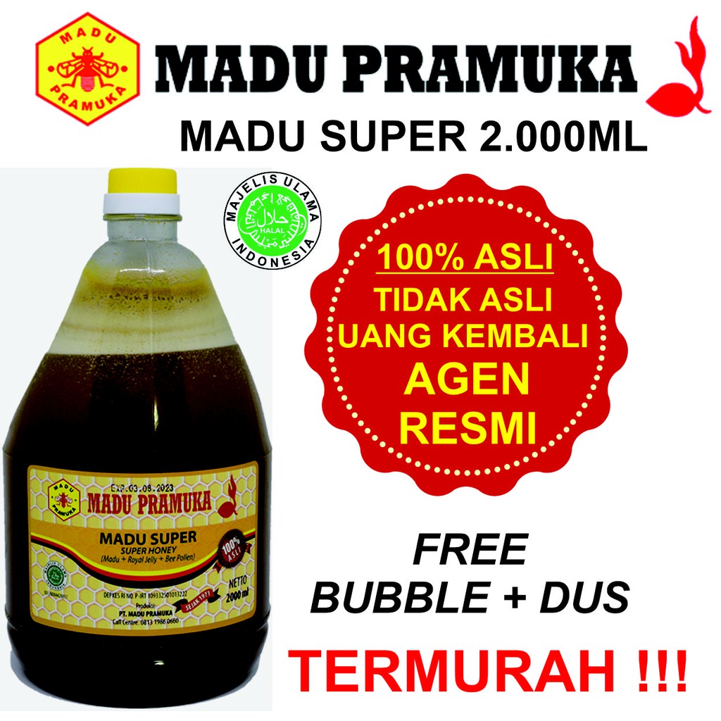 

Madu Pramuka Alami Madu Super (Madu + Bee Pollen + Royal Jelly) 2000ml