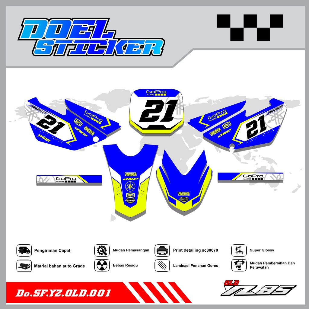 Sticker Striping YZ OLD List Variasi Hologram , Crome Doel 001