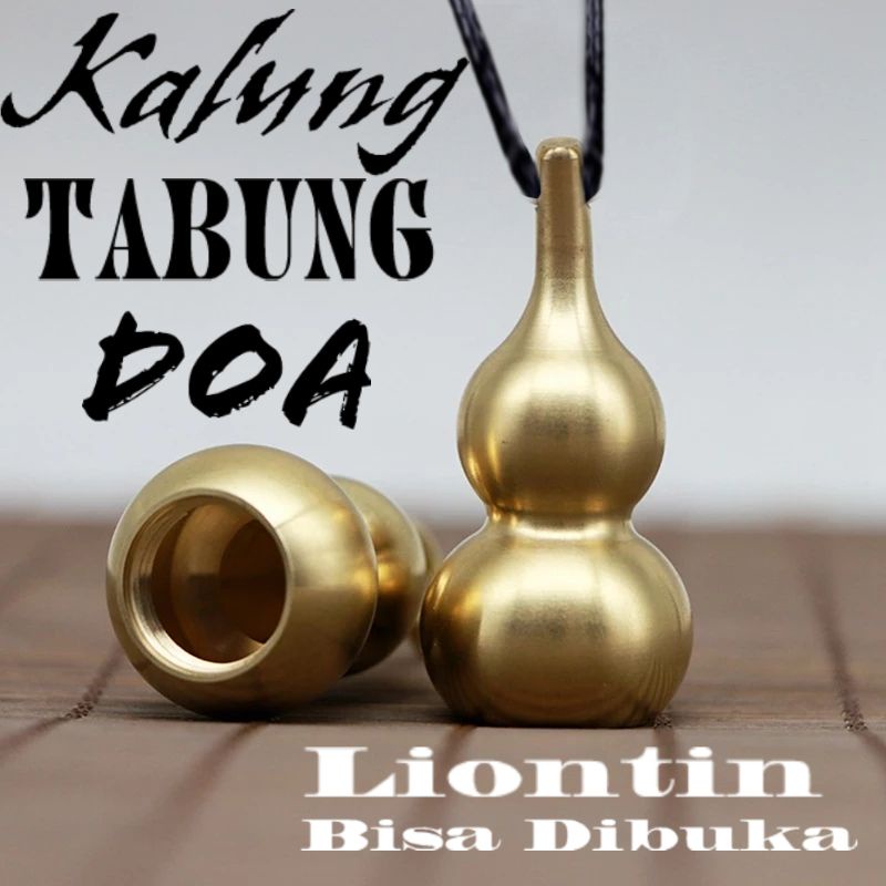 Kalung Liontin LABU HOLO Medium LARGE Botol GUCI Emas Kuningan Tabung