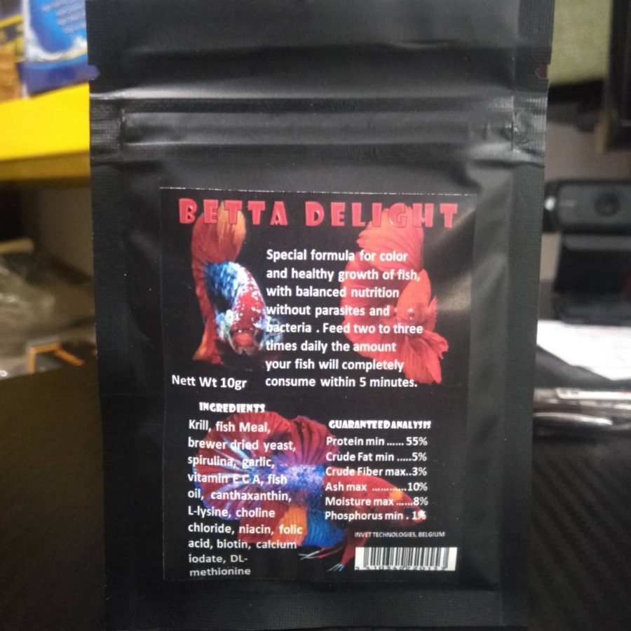 BETTA DELIGHT ORI BELGIA 10 GRAM PELET CUPANG BETTA