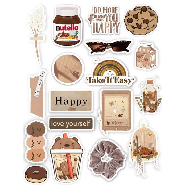 Sticker Tumblr Aesthetic mini tema coklat