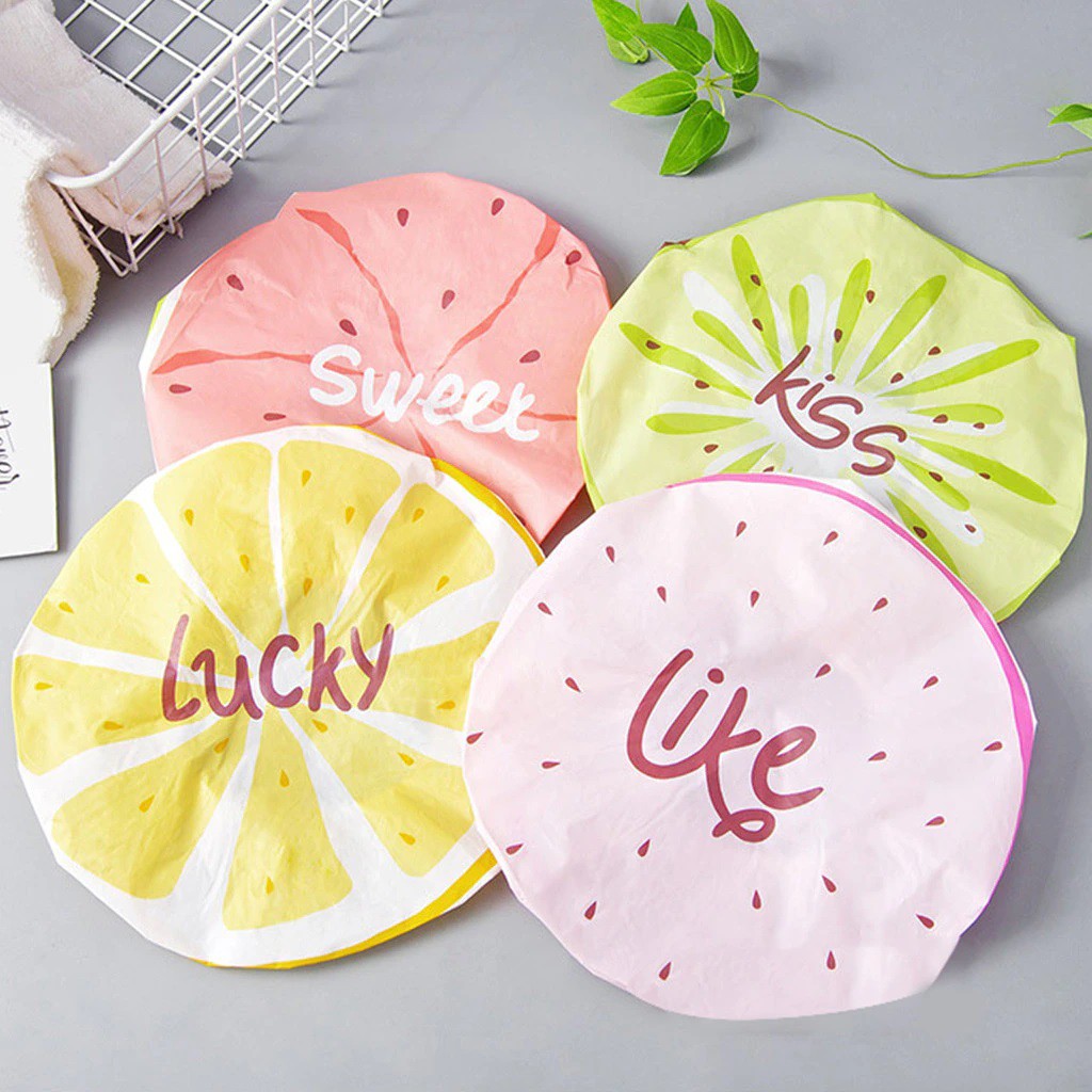 Shower Cap Topi Mandi Topi Keramas Karakter Buah Fruits Penutup Kepala Strawberry Kiwi Watermelon