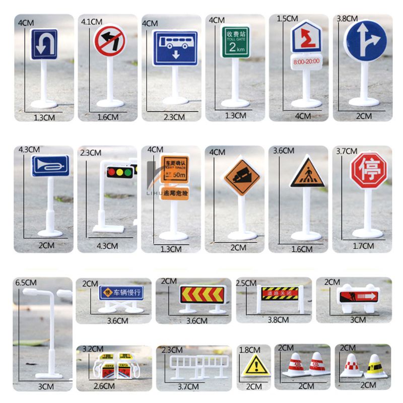 Mary Lampu Lalu Lintas Simulasi Anak Model Scene Road Sign Transportasi Mainan