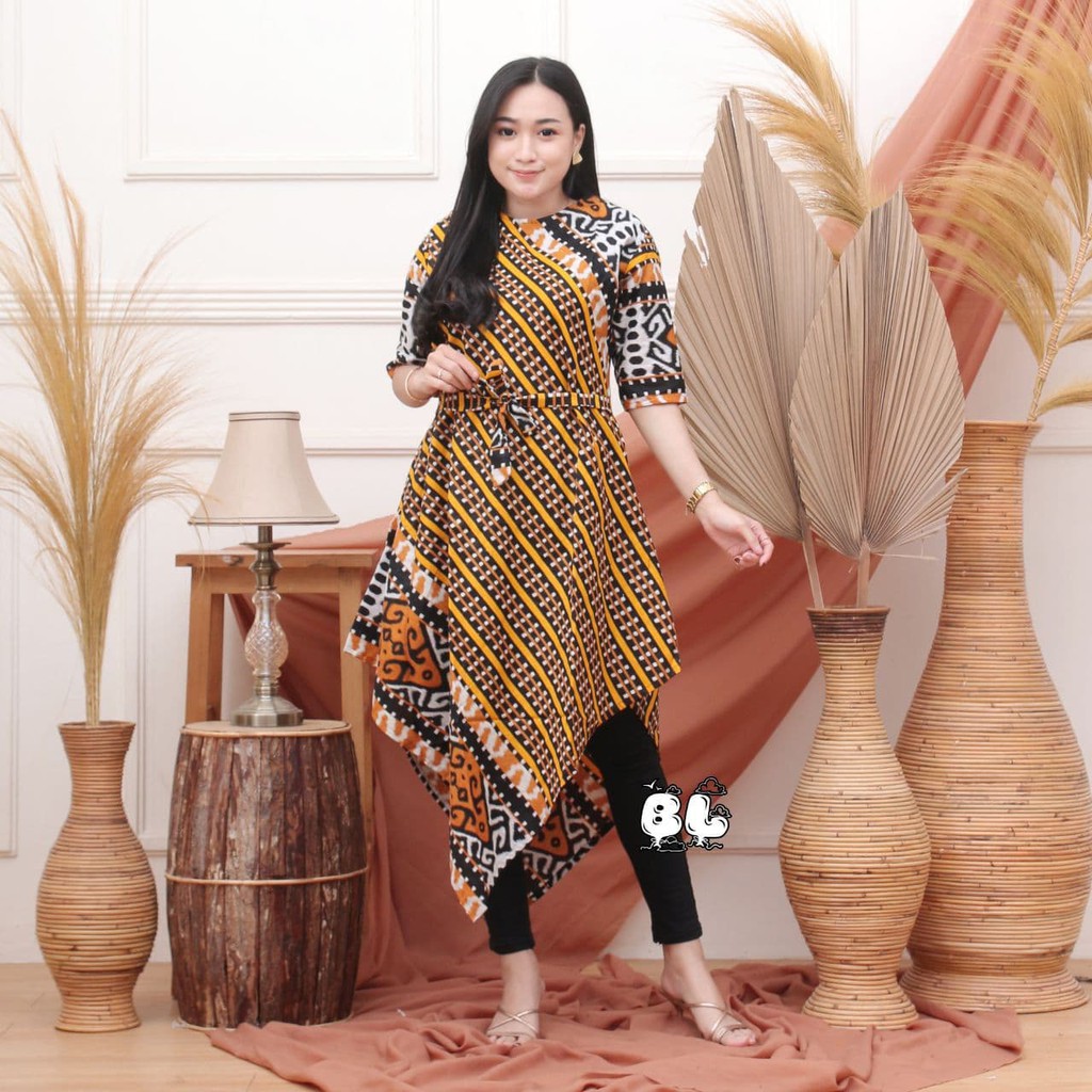 Tunik Batik Lancip Seragam Komunitas Kantor Formal Baju Kerja Katun Halus Motif Unik Dress Cantik 18