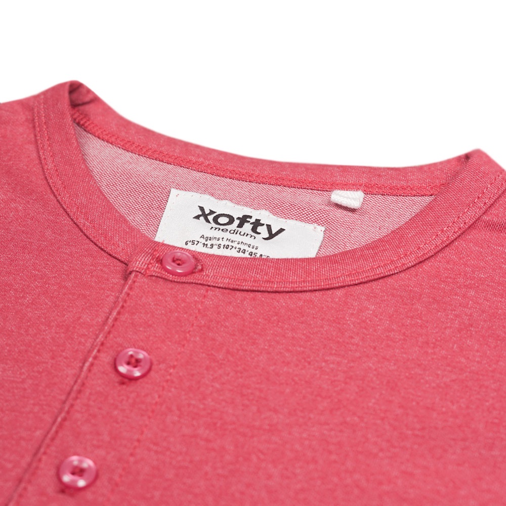 Xofty Kaos Henley 2Tone Red O-Neck T-shirt Cotton 24s