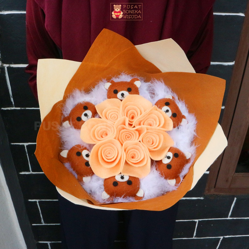 Bucket Bunga Boneka Buket Karakter Rilakkuma Wisuda/Anniversary/Ulang Tahun/Hadiah/Kado Rilakuma