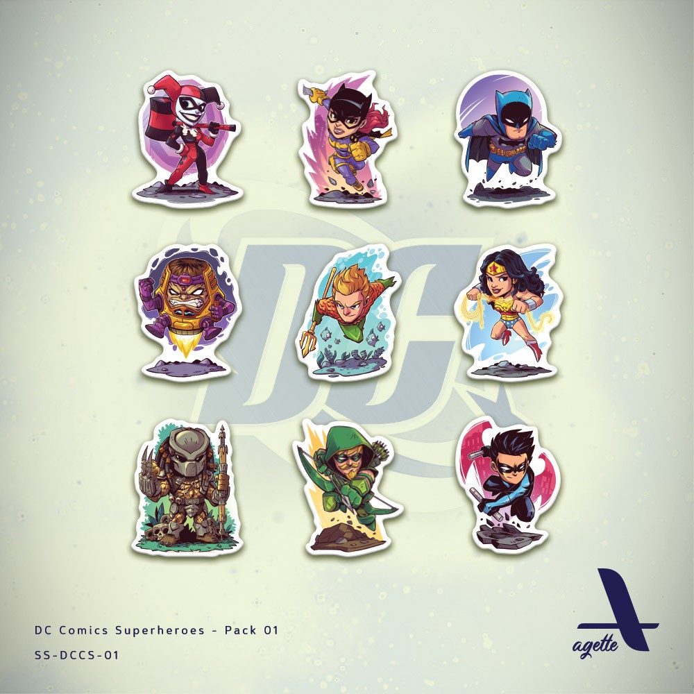 

9 PCS - Stiker DC Comics Superheroes - 01 - Laminasi - Waterproof Sticker