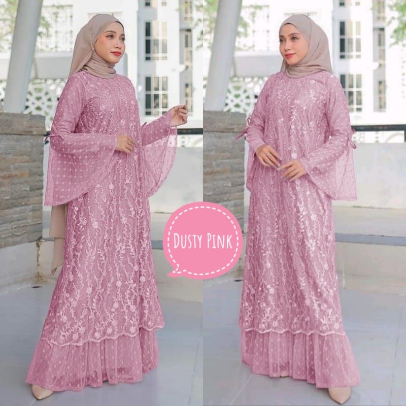 BJ -NABILA DRESS BRUKAT TULLE / GAMIS FULL BRUKAT / GAMIS KONDANGAN