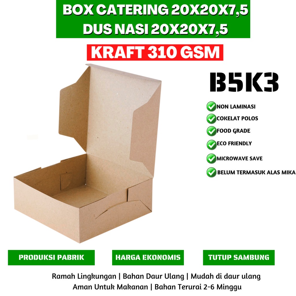 Box Nasi 20x20 Box Catering Dus Nasi Dus 20x20  (B5K3-20X20X7.5 Cm)