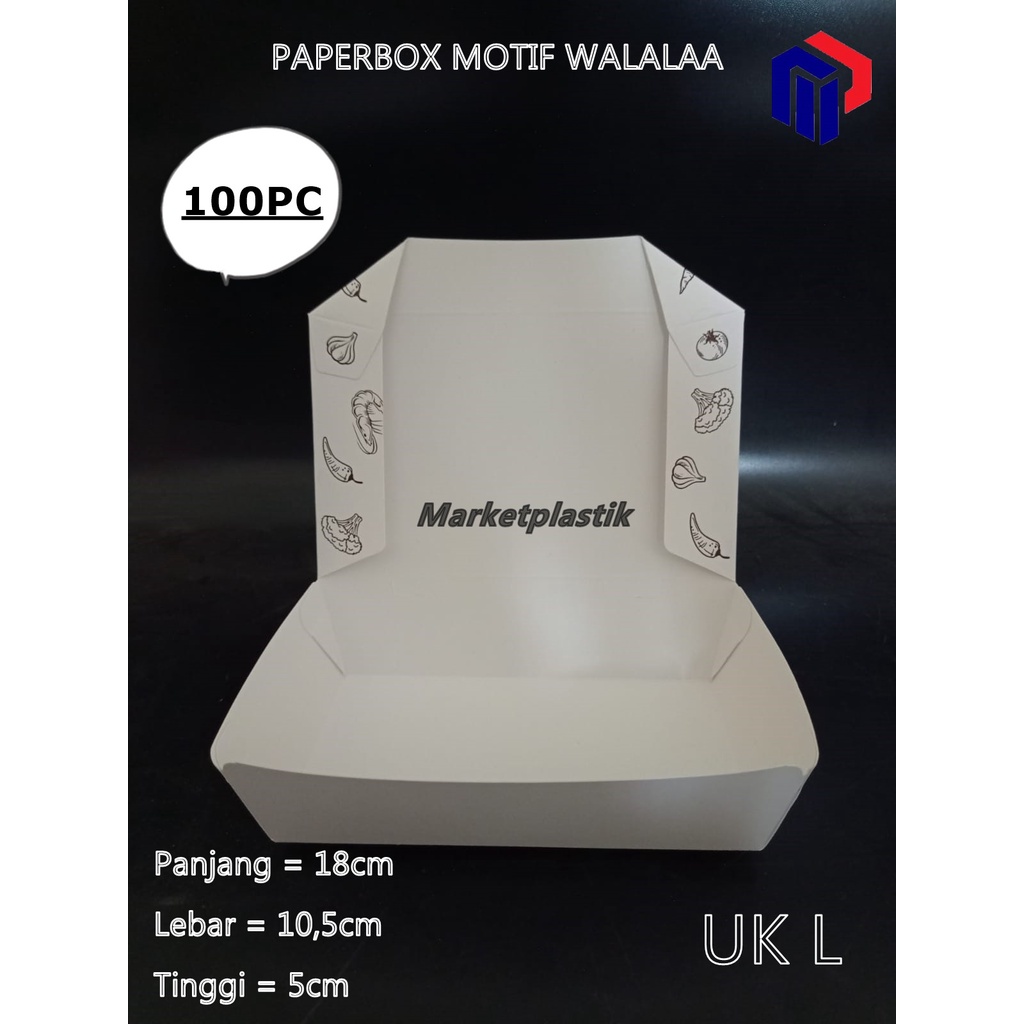 Paper Lunch Box ukuran L/Paperbox Motif Walalaa L @100pc