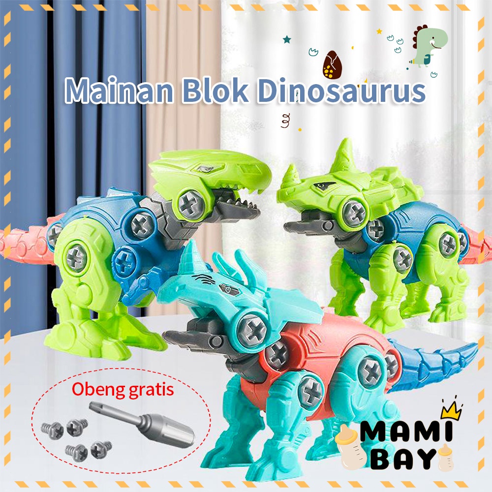 Mamibayi Mainan anak DIY assemble dino degan obeng mainan edukasi bayi puzzle anak