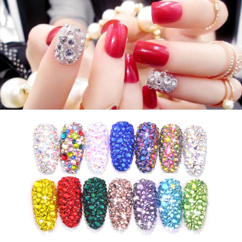 Siy 1440pcs Kristal Berlian Imitasi Glitter 3d 12 Ukuran Campur Untuk Dekorasi Nail Art