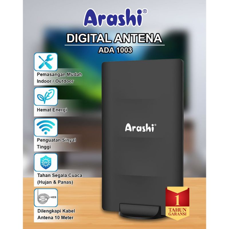 ARASHI ANTENA TV DIGITAL HDTV DIGITAL INDOOR OUTDOOR BOOSTER ARASHI ADA 1001 1003