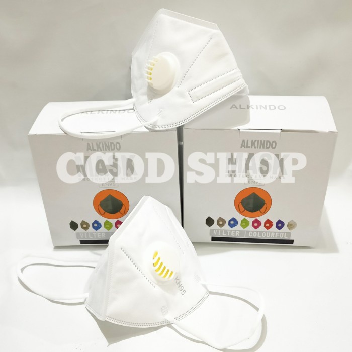 b0n1h Masker Kn95 5Ply Respirator/Ventilator Alkindo Isi 10 Pcs - Filter Hitam Hh300H
