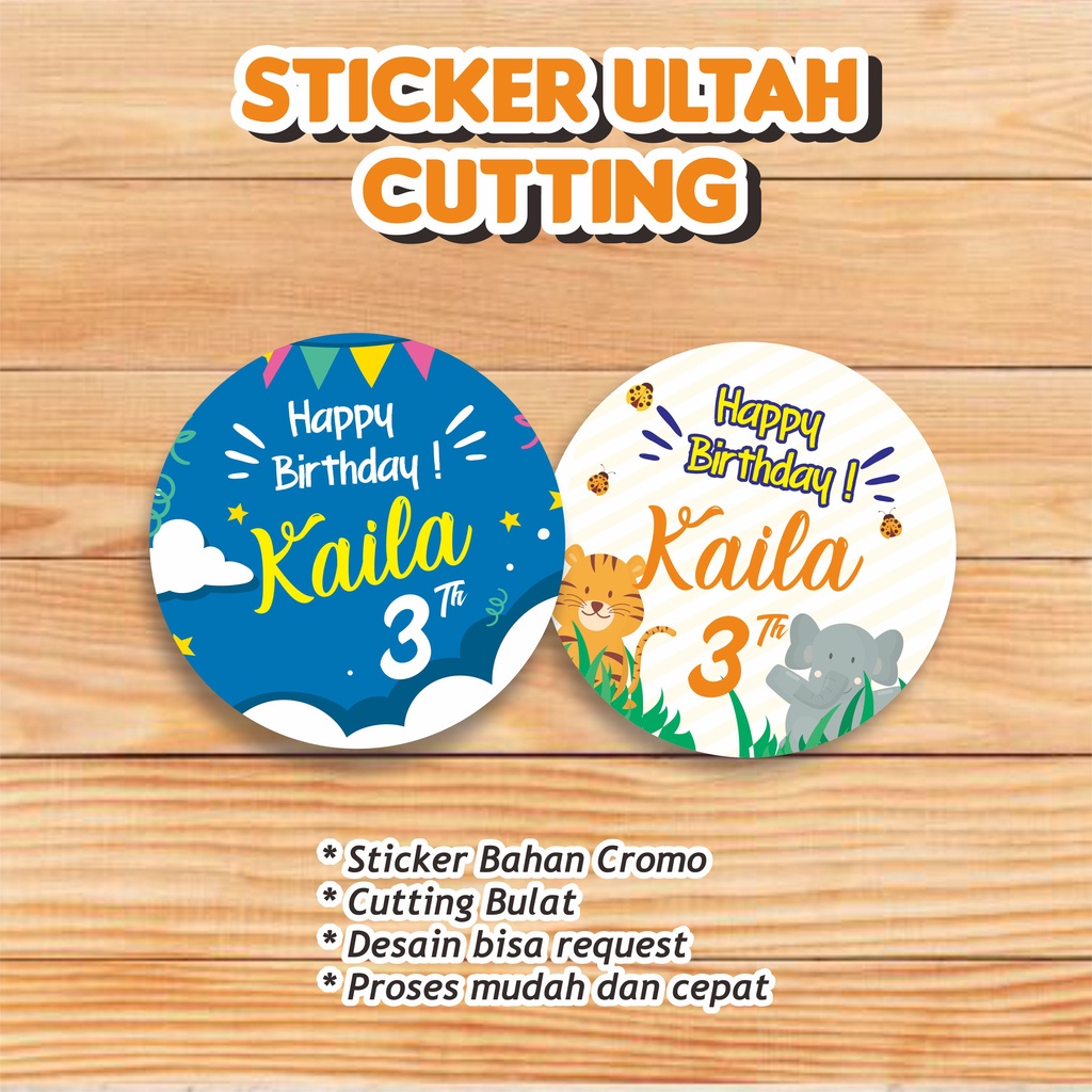 Stiker Bulat Ulang Tahun Anak Label Custom | Print Sticker Custom Happy Birthday | Birthday Sticker