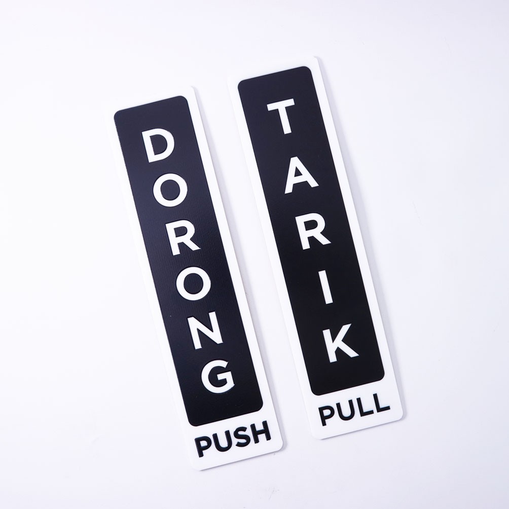 Label Dorong Tarik Signage Akrilik Sign Board Acrylic Pintu Tempelan Sticker Petunjuk Push Pull