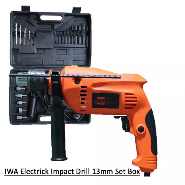 IWA Mesin bor set bor 13 mm bor tembok beton bor tangan Mesin Bor 13mm EDON SET Impact Drill 13mm
