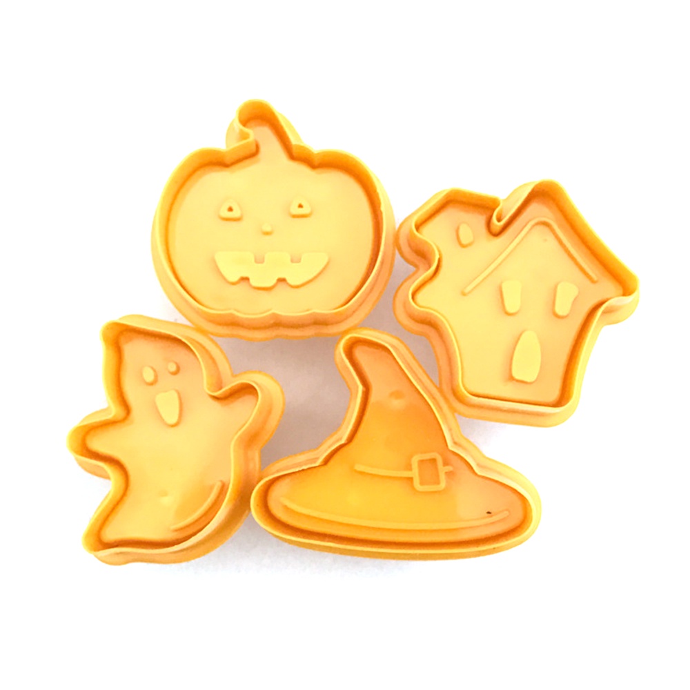 New 4pcs Cookie Stamp Biscuit Mold 3D Cookie Plunger Cutter DIY Baking Mould Halloween Cookie Cutters OW