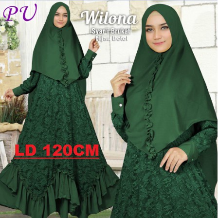 Gamis pesta bajumuslim Maxi Faizah Silver Maxi pesta bahan satin velvet kombinasi tile muriara