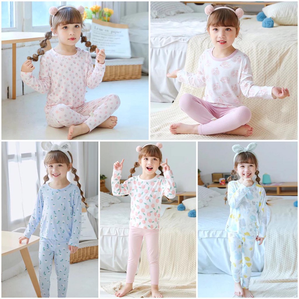 SETELAN BAJU TIDUR ANAK LUCU KOREAN STYLE PREMIUM LEMBUT PEREMPUAN 2 KK