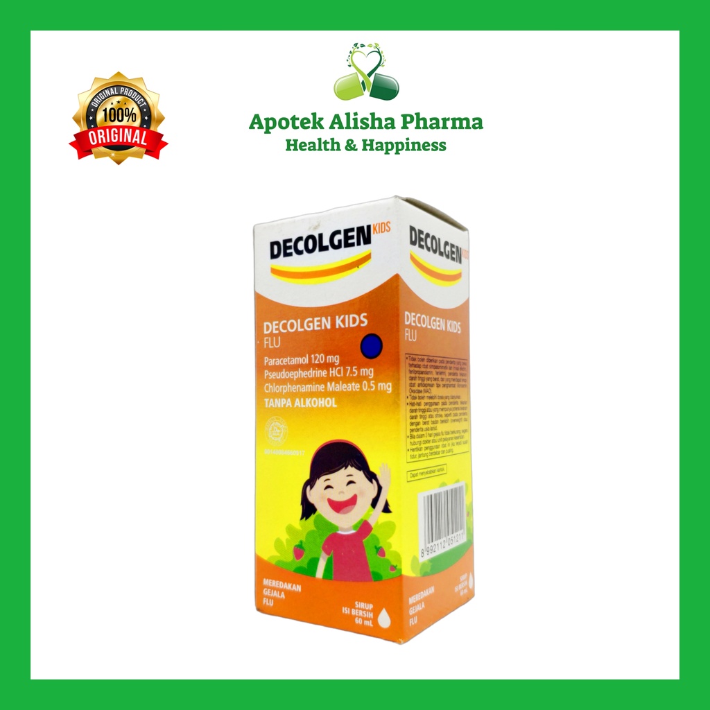 Decolgen Kids Flu Syrup 60ml-Decolgen Sirup Obat Flu/Pilek/Alergi/Panas/Demam Anak/Decolgen Anak Flu Sirup/Dekolgen Sirup