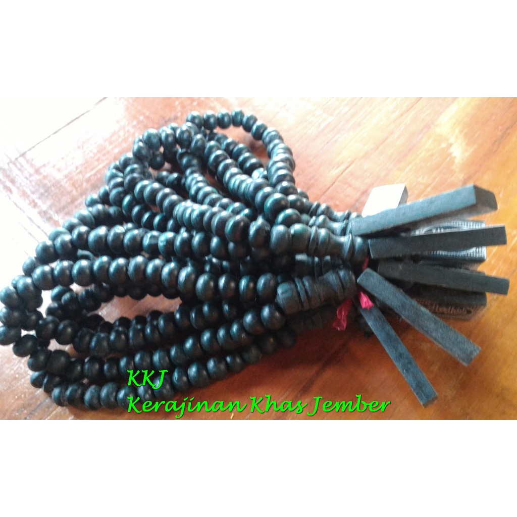 Tasbih Murah KAYU KOPI  Warna  Biru 33 Biji 8 mm Harga Paket  1 Kodi = 20 tasbih