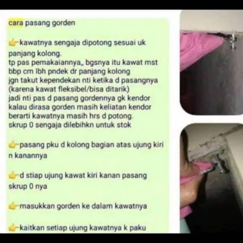 baca deskripsi dulu cara pesan KAWAT GORDEN KOLONG DAPUR